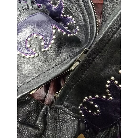 Western World By Shaf Leather Jacket SMALL Fringe Southwestern *BROKEN ZIPPER* - Picture 2 of 16